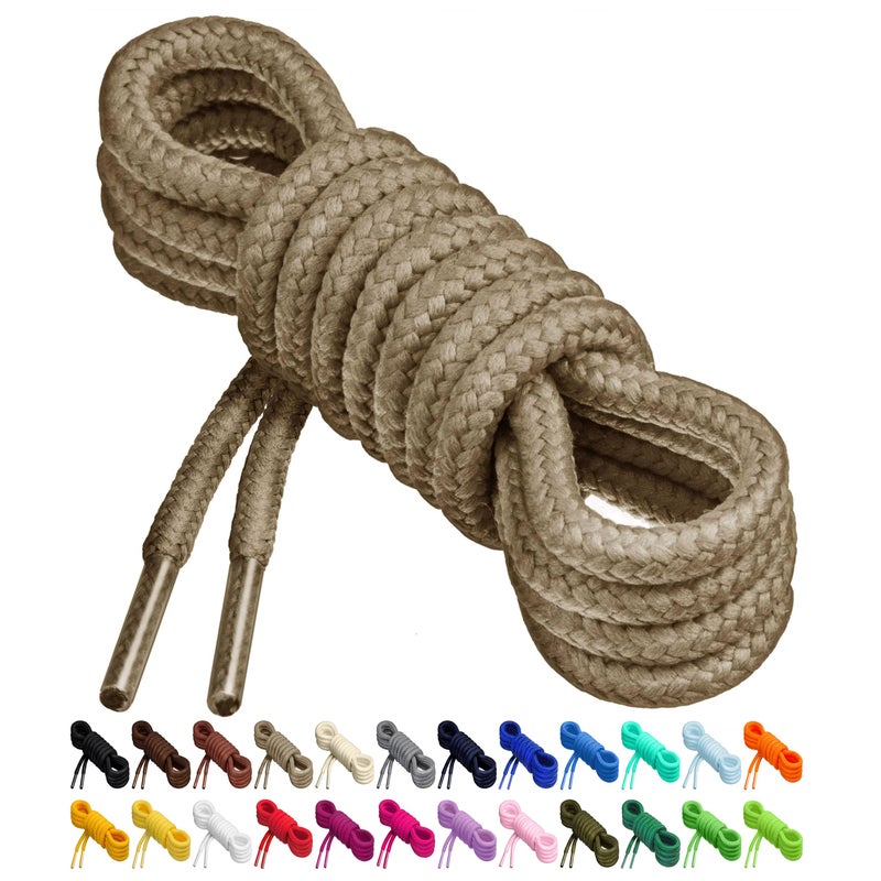 Birch Round Shoelaces 27 Colors 3/16" Thick Shoe Laces 4 Different Lengths (29.5" (75cm) - S, Taupe Tan) - Image 1
